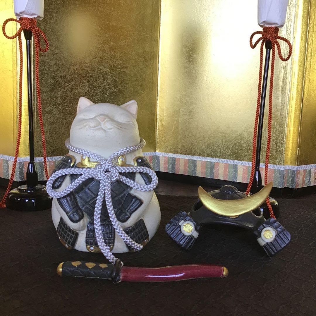 猫武将 白猫(中) 黒甲冑 黒兜 ねこ武将∠(｀∇´)ゝ まる